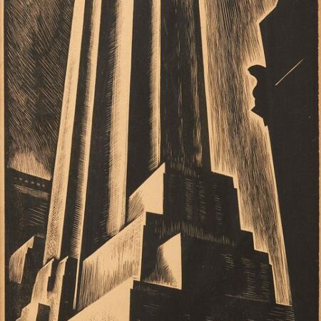 Howard Cook "Skyscraper" Wood Engraving