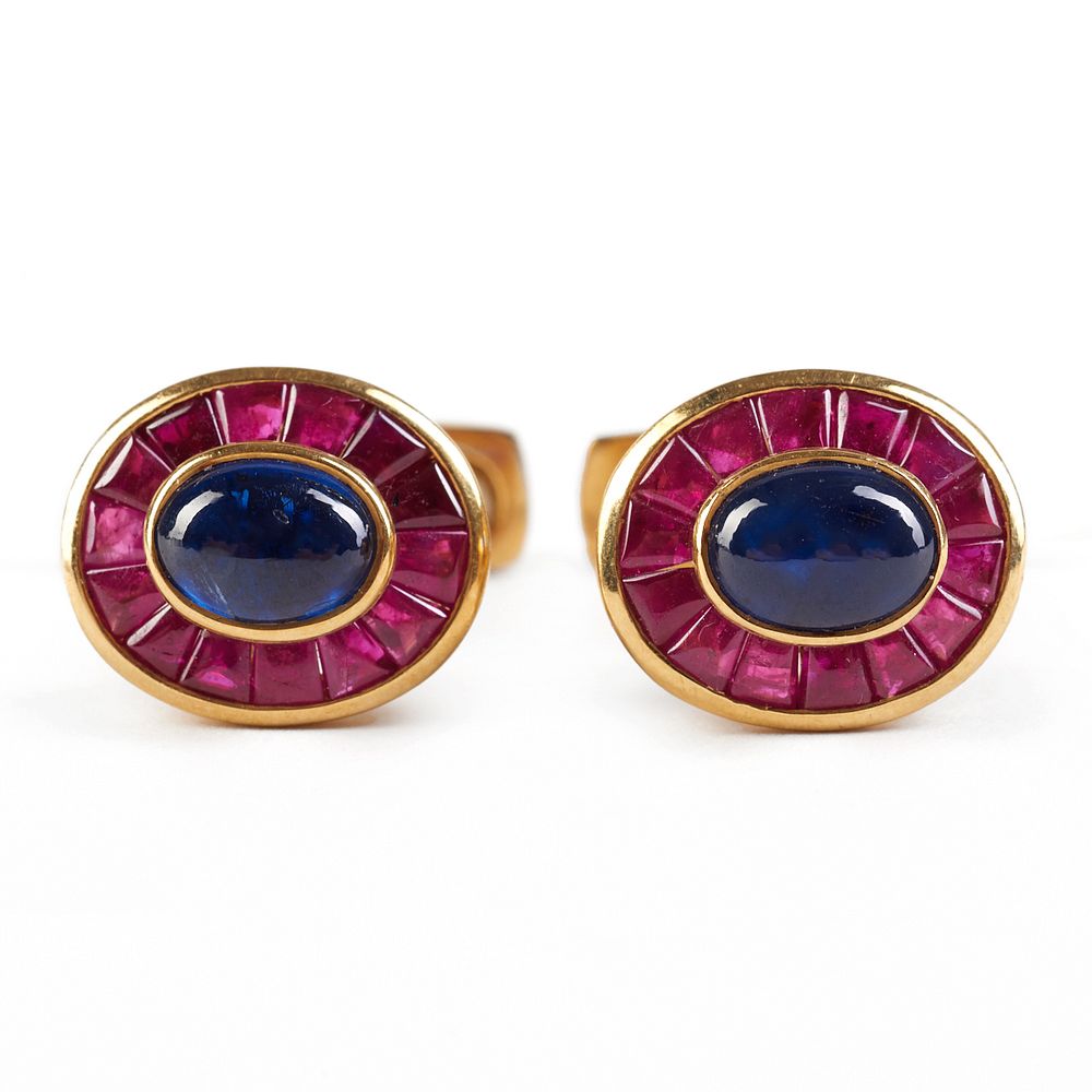 Giovane 18K Gold Sapphire Ruby Cufflinks