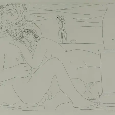 Picasso "Sculptor at Rest with his Model" Etching from "Suite Vollard"