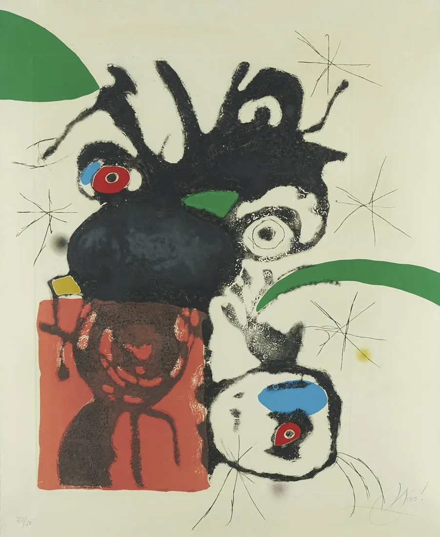 Joan Miro From Espriu Suite Aquatint and Etching