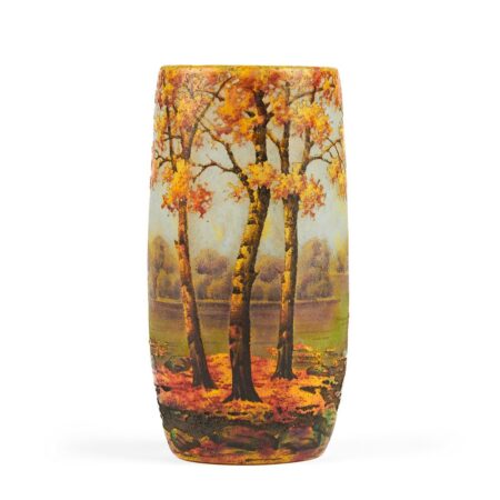Daum Nancy Autumn Landscape Glass Vase