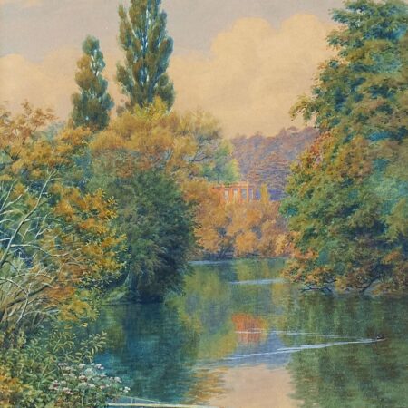 Alfred Robert Quinton River Scene Watercolor