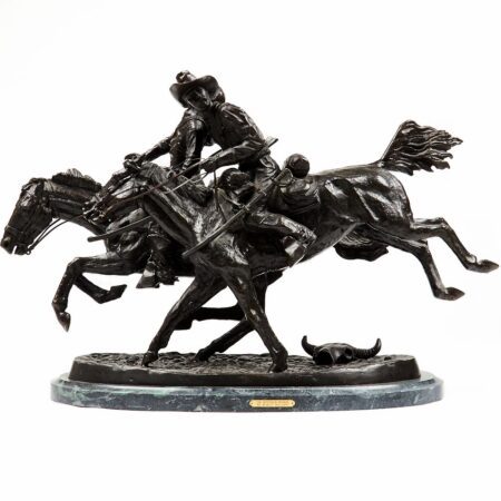 Frederic Remington "The Wounded Bunkie" Bronze Sculpture