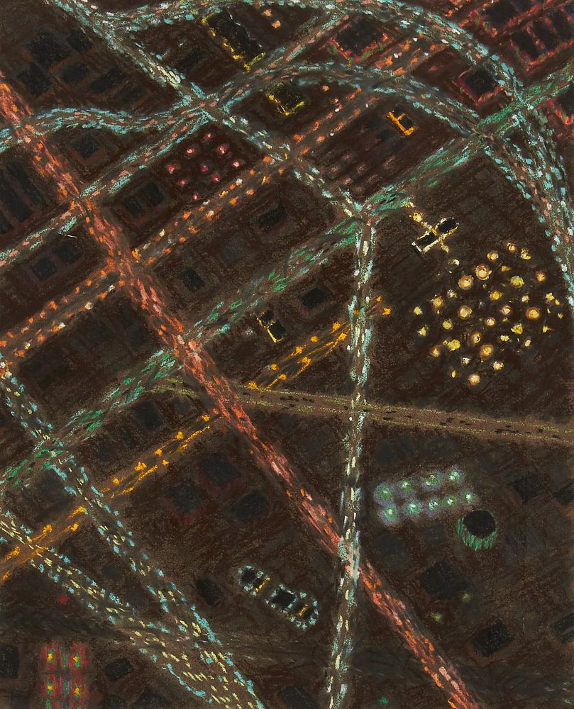 Yvonne Jacquette "Composit Oakland Night Jet X" Pastel