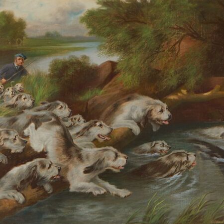 Henry Carling Hunting Scene Pastel on Canvas