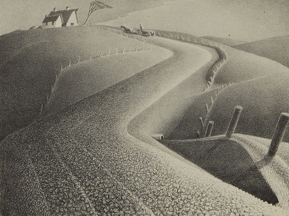 Grant Wood "March" Lithograph