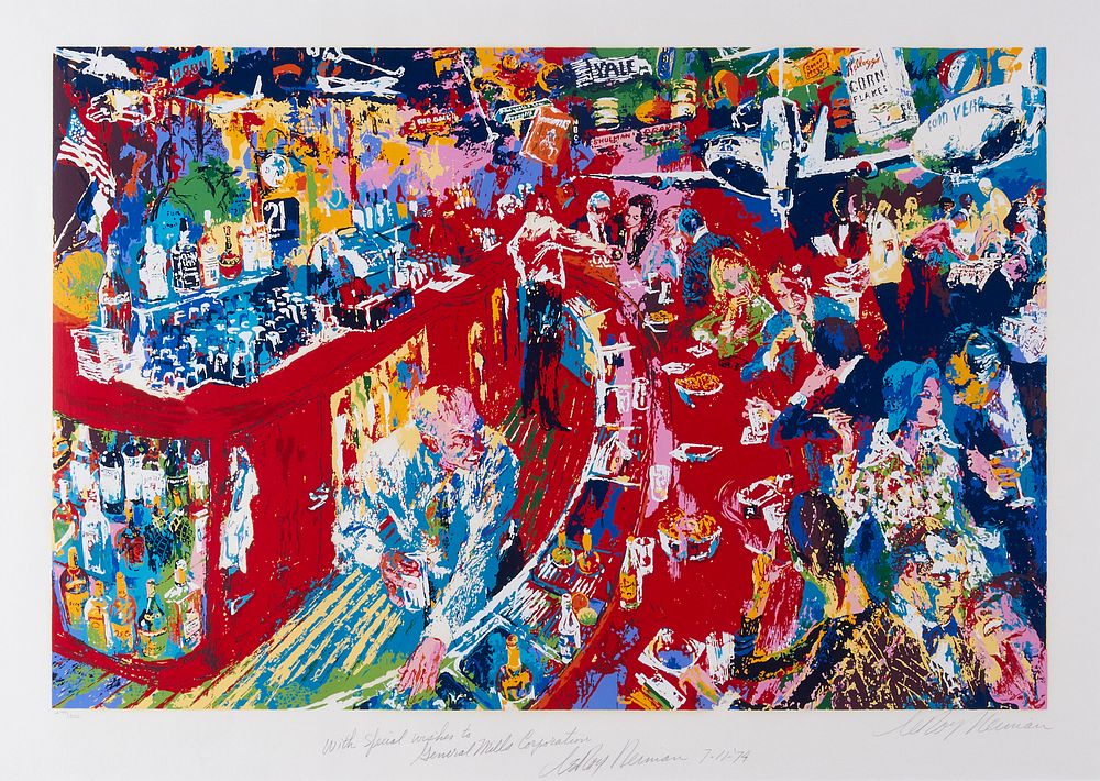 LeRoy Neiman "Bar at 21" Serigraph 1974