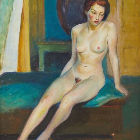 Guy Pene Du Bois Seated Female Nude Oil Painting