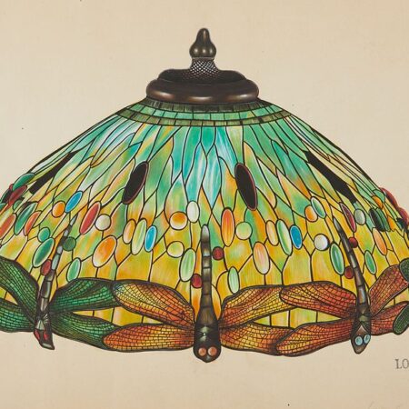 L.C. Tiffany Dragonfly Lamp Shade Watercolor and Gouache