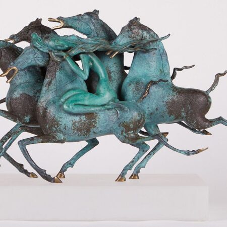 Tiefeng Jiang "Emerald Lady" Bronze Sculpture w/ Acrylic Base