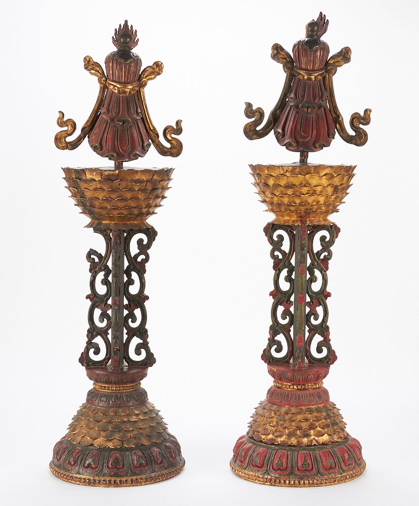 Pair of Temple Auspicious Symbols of Buddhism / Temple Fixtures