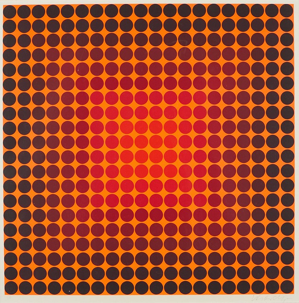 Victor Vasarely Serigraph Pokol 1968