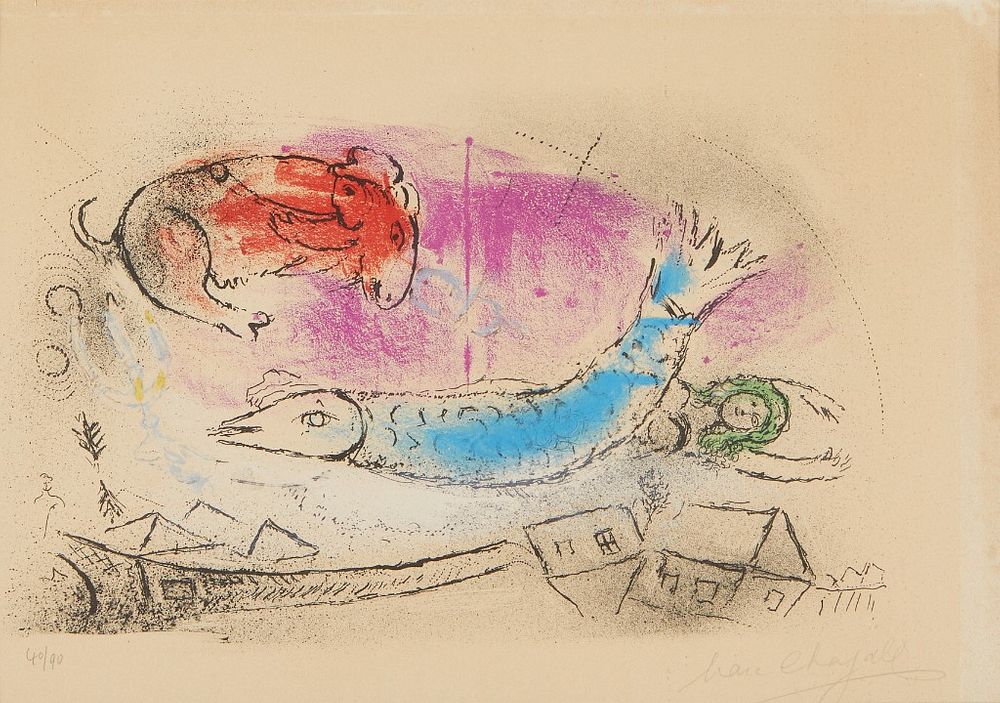 Marc Chagall "Blue Fish" Lithograph