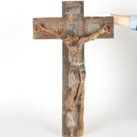 Spanish Colonial Polychrome Wood Crucifix