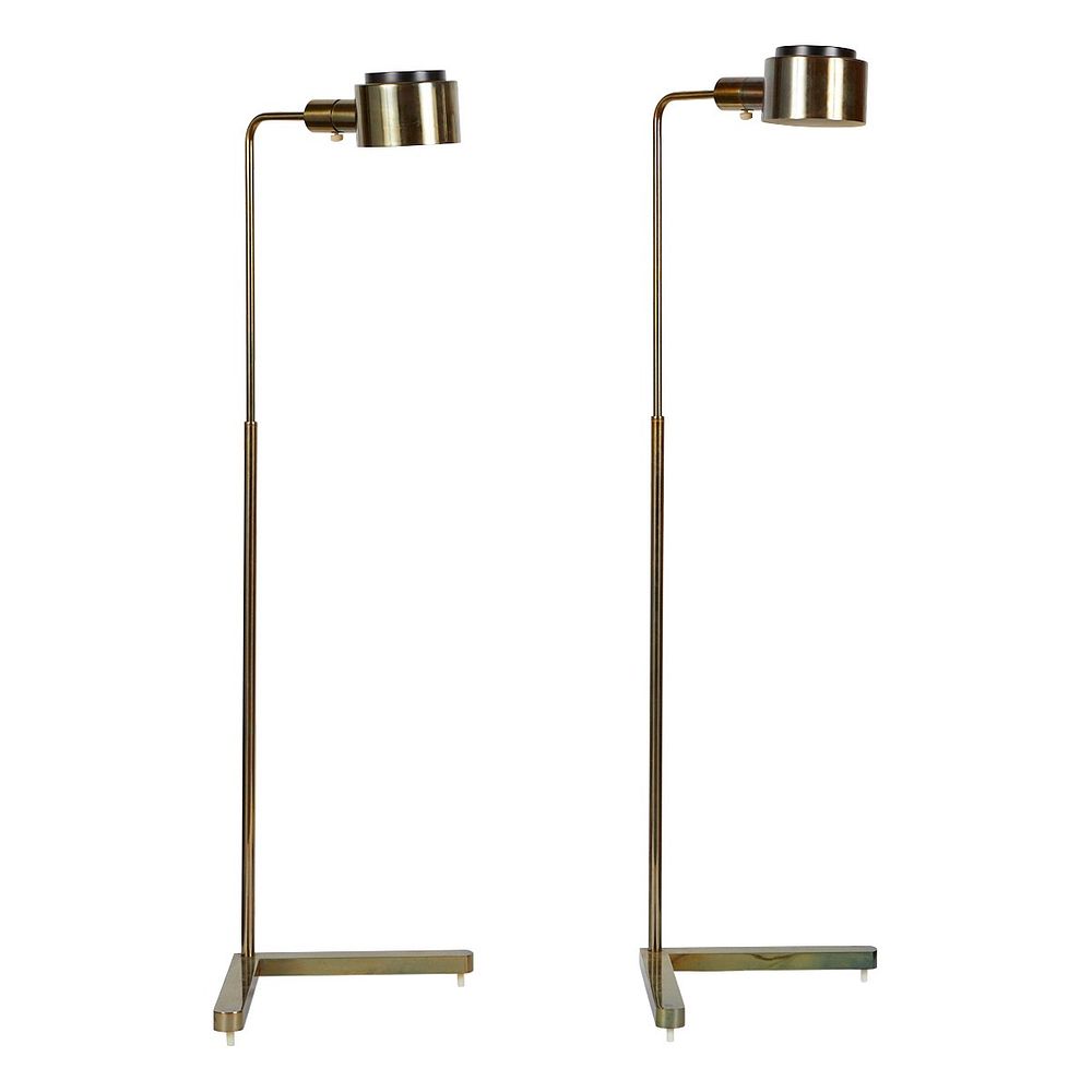 Casella Lighting Adjustable Brass Reading Floor Lamps