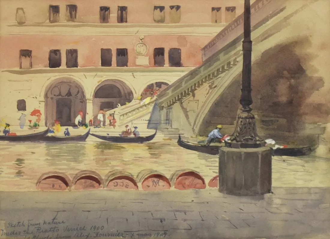 Alexis Fournier "Under the Rialto Venice" Watercolor