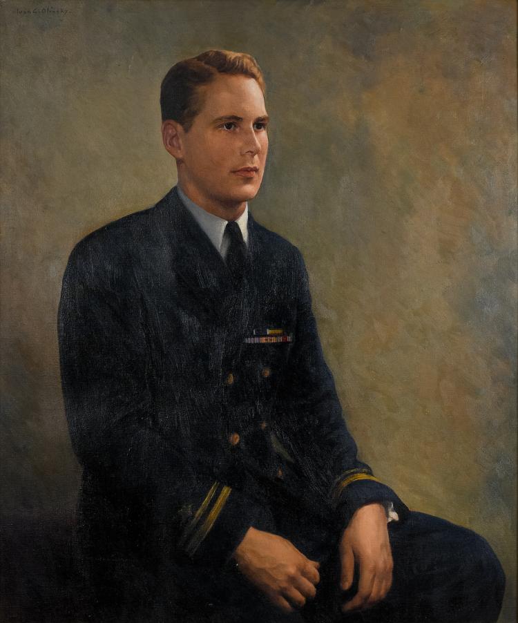 Ivan Olinsky (1878-1948), Portrait of an Officer, Oil on Canvas Painting, c. 1950