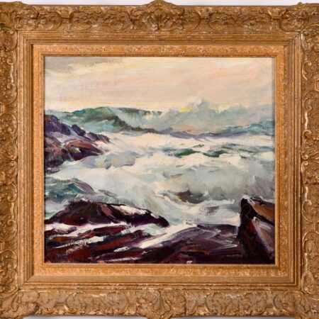 Emile Gruppe (1896-1978), "High Sea, Bass Rocks," Oil on Canvas Painting, 20th Century