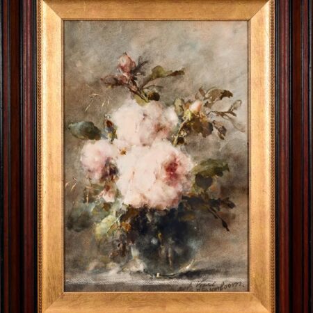 Margaretha Roosenboom (1843-1896), "Unknown (Rose Still Life)," Watercolor and Gouache Painting on Paper, 19th Cent.