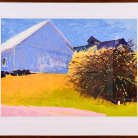 Wolf Kahn (b. 1972), "Barn and Forsythia III," Screenprint, 2003