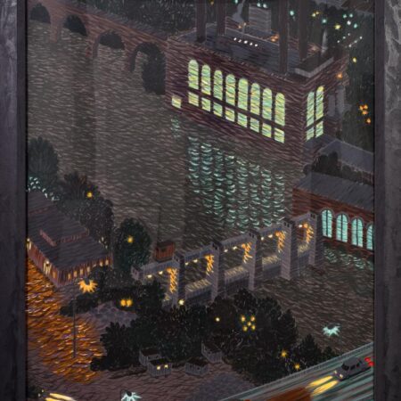 Yvonne Jacquette (b. 1934), "Mississippi Night Lights (Minneapolis)," Linocut and Screenprint Color, 1986