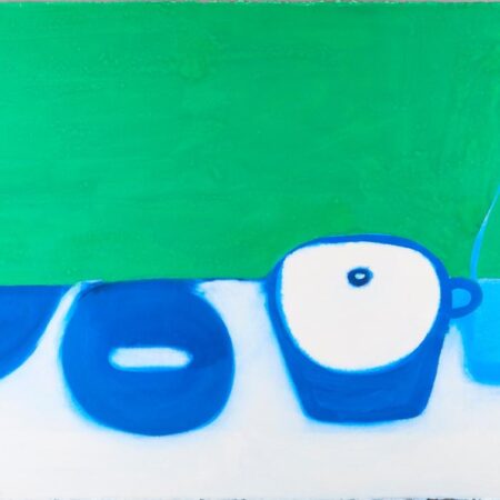 William Scott Still Life, White and Blue on a Green Background