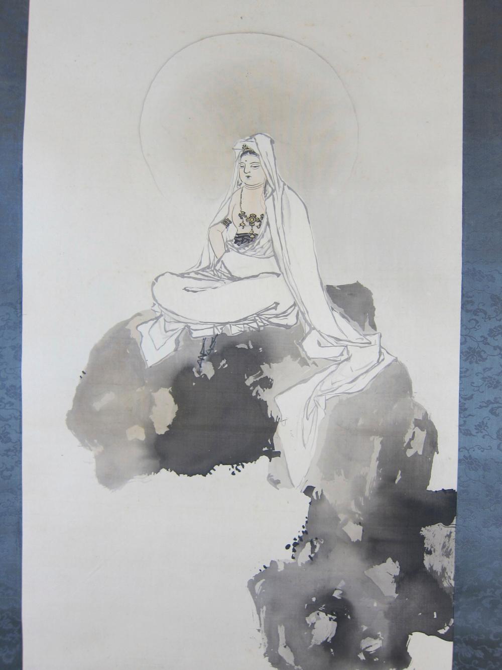 Mano Kyotei "White Robed Kannon" Scroll Painting