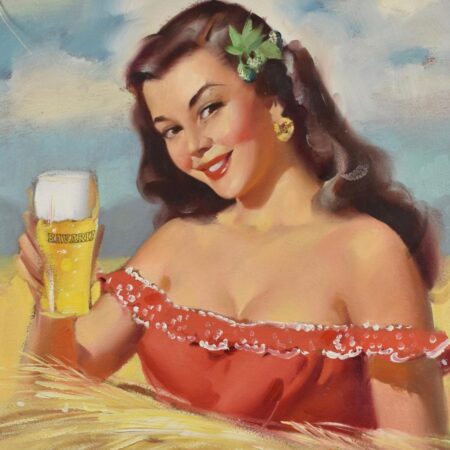 William Medcalf Pinup Painting Woman with Beer