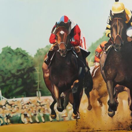 Terrence Fogarty Oil on Canvas Horse Racing