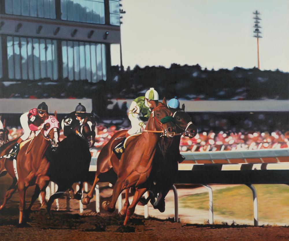 Terrence Fogarty "Clubhouse Turn at Canterbury Downs" Oil on Canvas