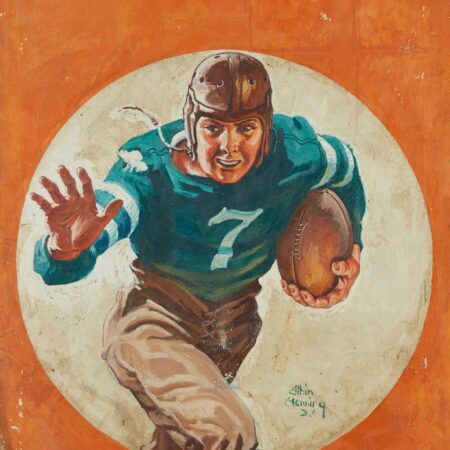 Albin Henning Football Painting Oil on Canvas Illustration