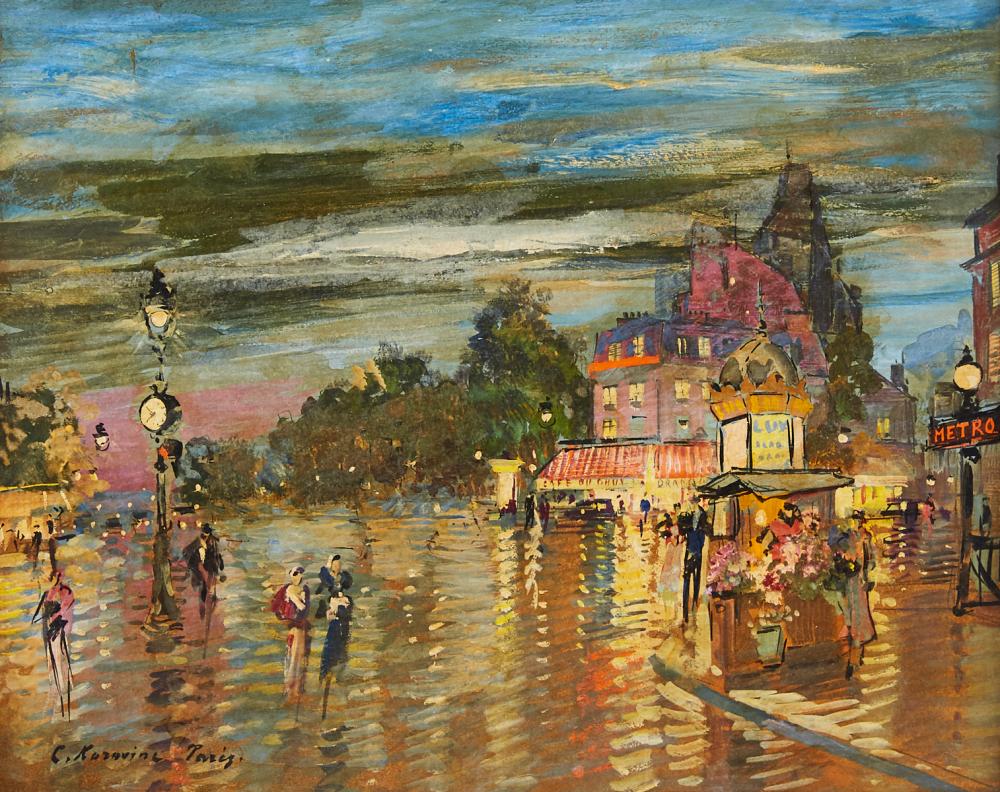 Konstantin Korovine "Paris a Cote du Bois de Boulogne" Oil on Board